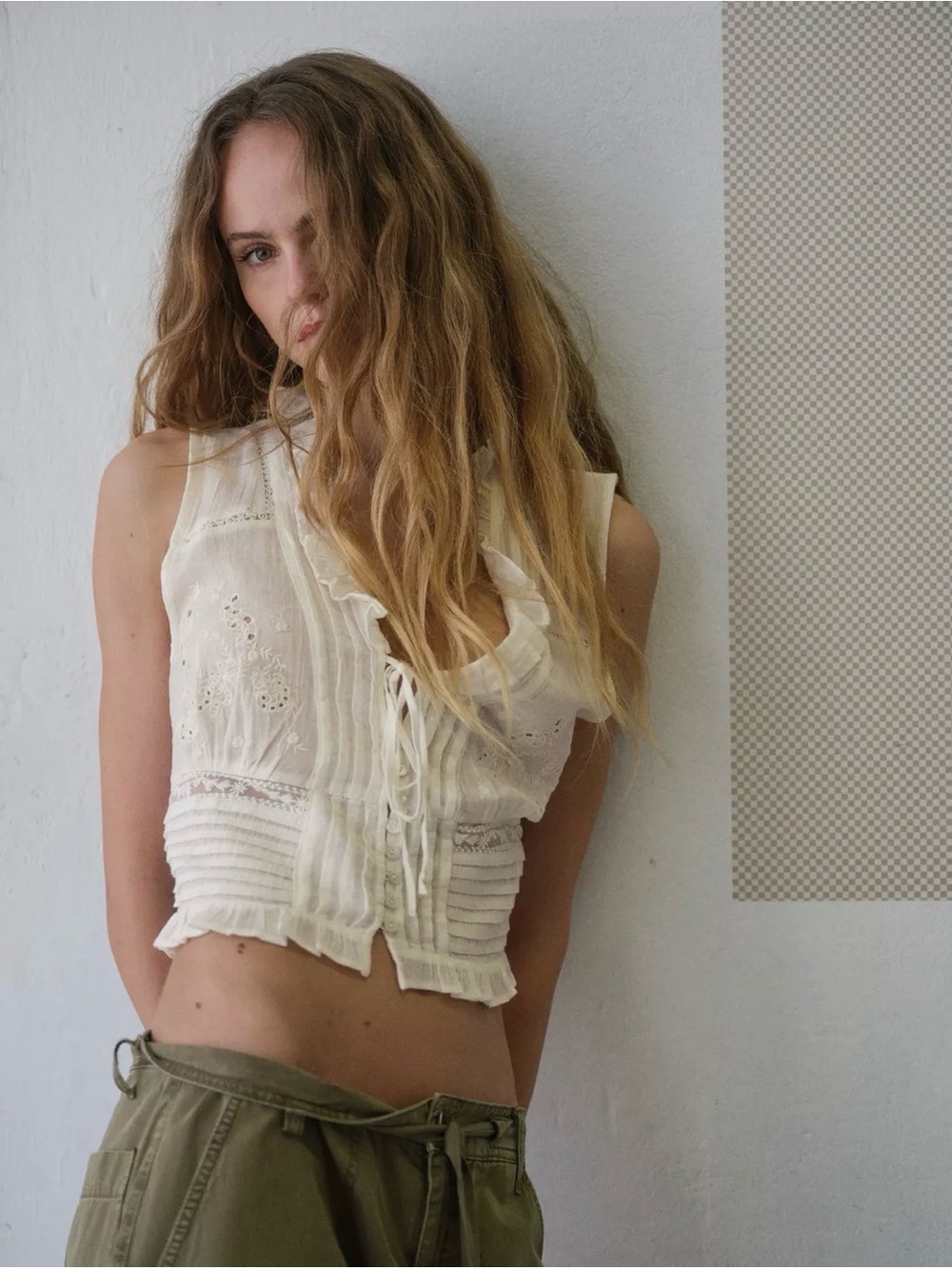 Zara White Eyelet Embroidered Gauze Top - Picture 2 of 10